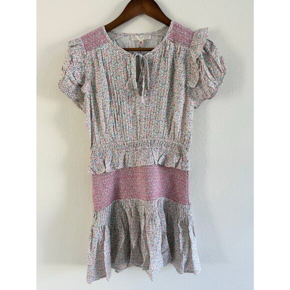 LoveShackFancy NWT Toto Pink Floral Smocked Cottagecore Mini Dress size Small - Picture 3 of 16